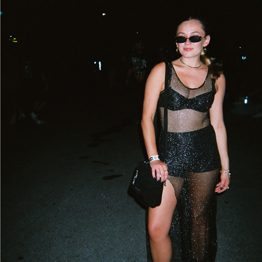 Black Sheer Mesh Maxi Dress